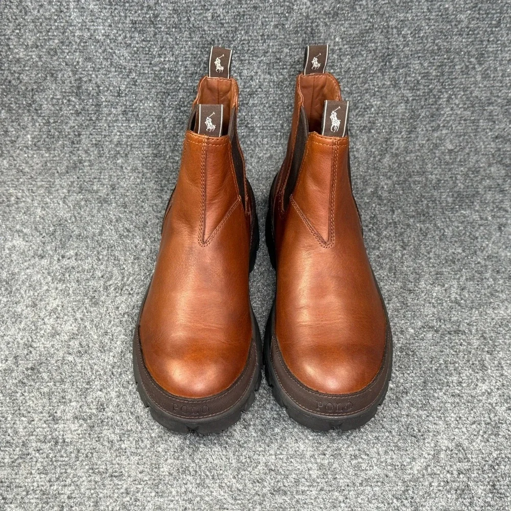 Polo Ralph Lauren Oslo Chelsea Boots Men's 7 Brown Leather Classic Pull On Shoes